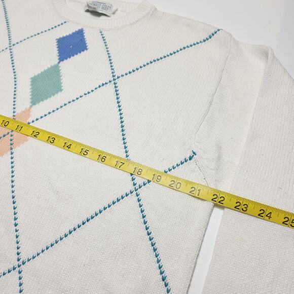 Vintage Sansabelt Golf Sweater Cotton Men's Large Pullover Abstract Preppy - Picture 4 of 6